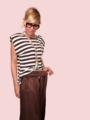 Pantalone Odalisca in Raso – Marrone Cioccolato