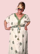 Maxi Dress Boho Block Print – Corallo / Verde