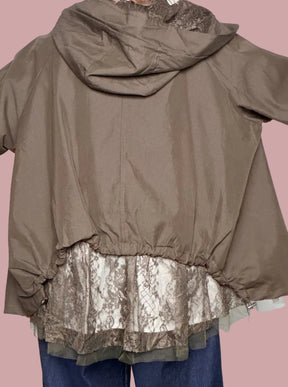 Giacca Impermeabile Over con Pizzo