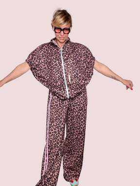 Completo Donna Leopardato Rosa — Felpa + Pantalone