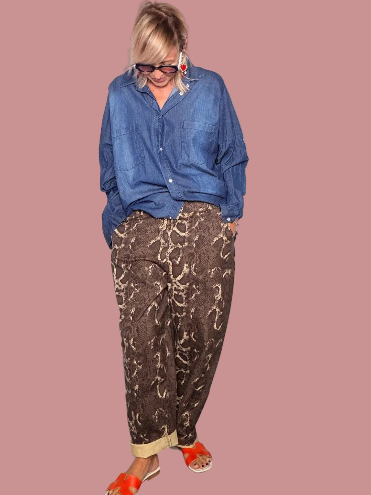 Pantalone Stampa Pitone Moro