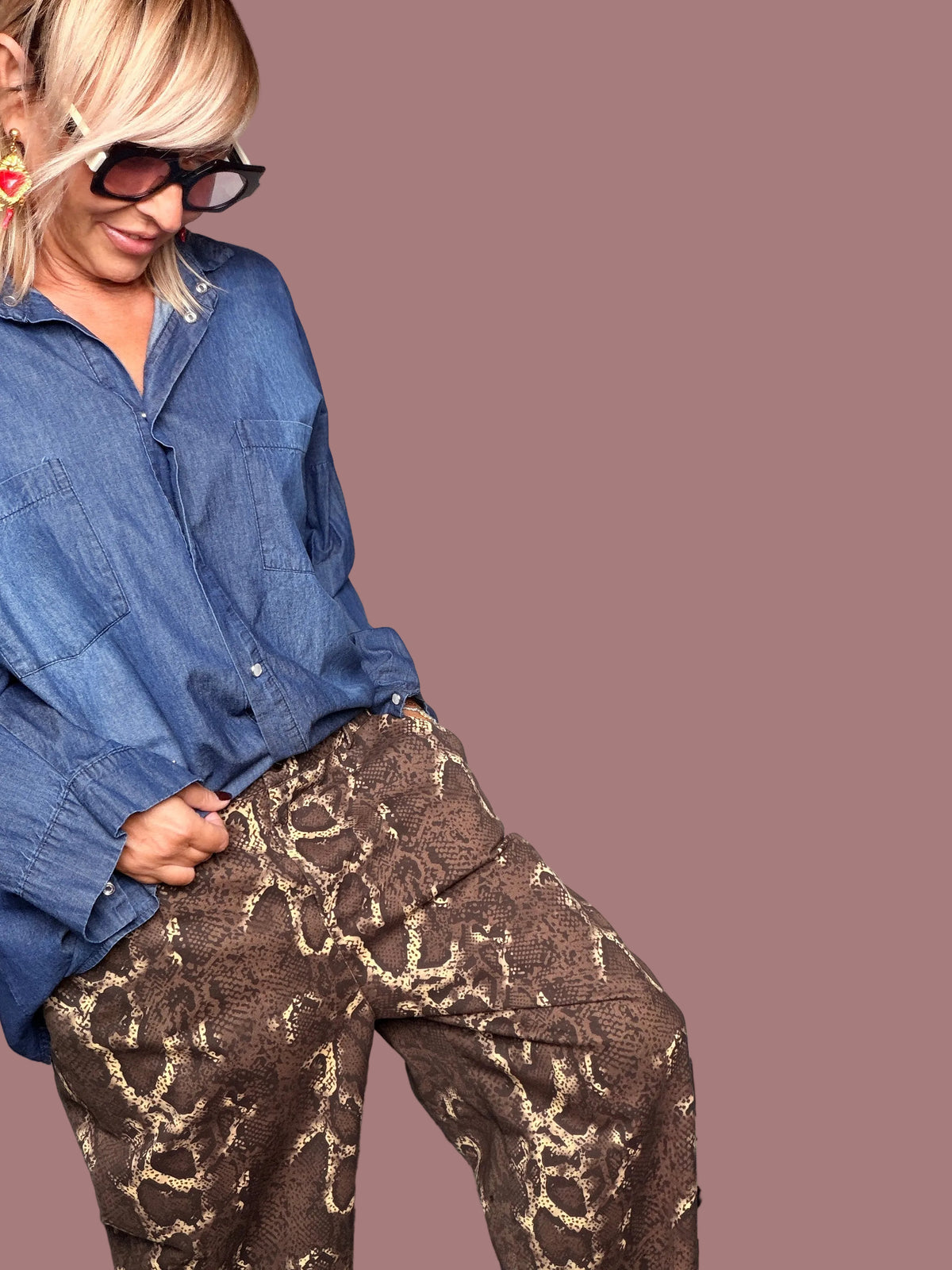 Pantalone Stampa Pitone Moro