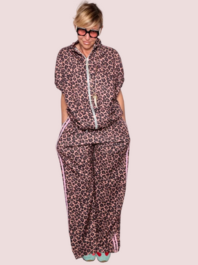 Completo Donna Leopardato Rosa — Felpa + Pantalone
