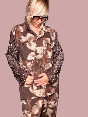Giacca Floreale Manica Paillettes