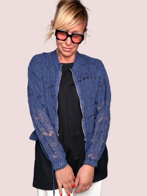 Bomber in Pizzo – Nero / Blu