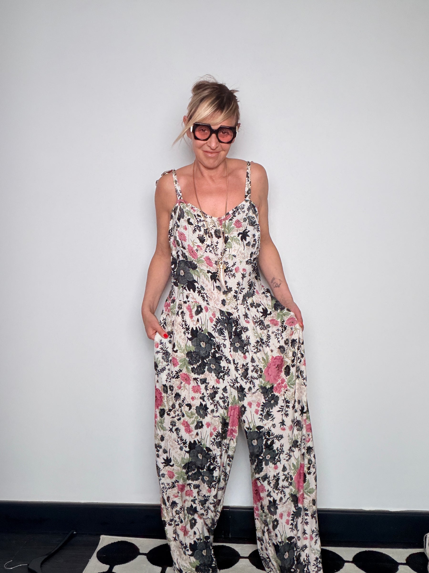 Tuta Pantalone Floreale – Rosa / Blu