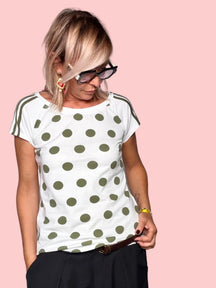 T-shirt Pois Maxi con Bande