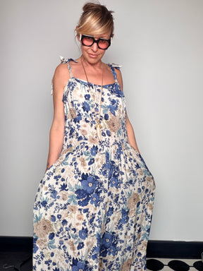 Tuta Pantalone Floreale – Rosa / Blu