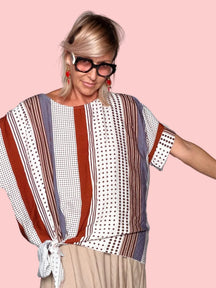 Top Kimono Righe e Pois