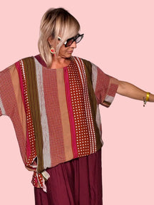 Top Kimono Righe e Pois
