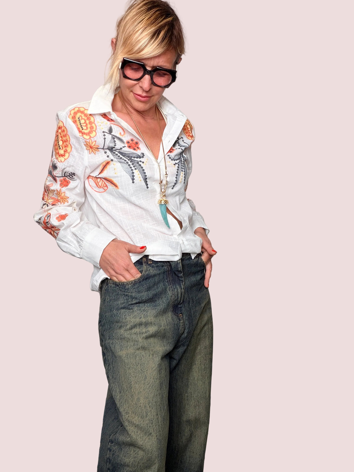 Jeans Wide Leg Vintage Wash — Fit Maxi Oversize