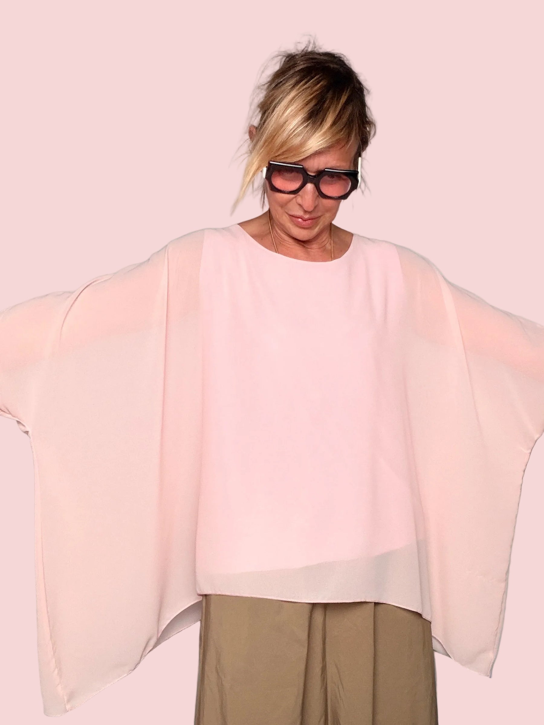 Camicia Oversize in Chiffon Trasparente