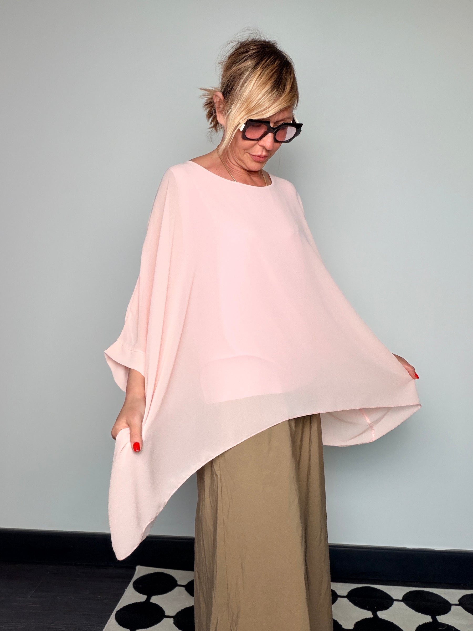 Camicia Oversize in Chiffon Trasparente