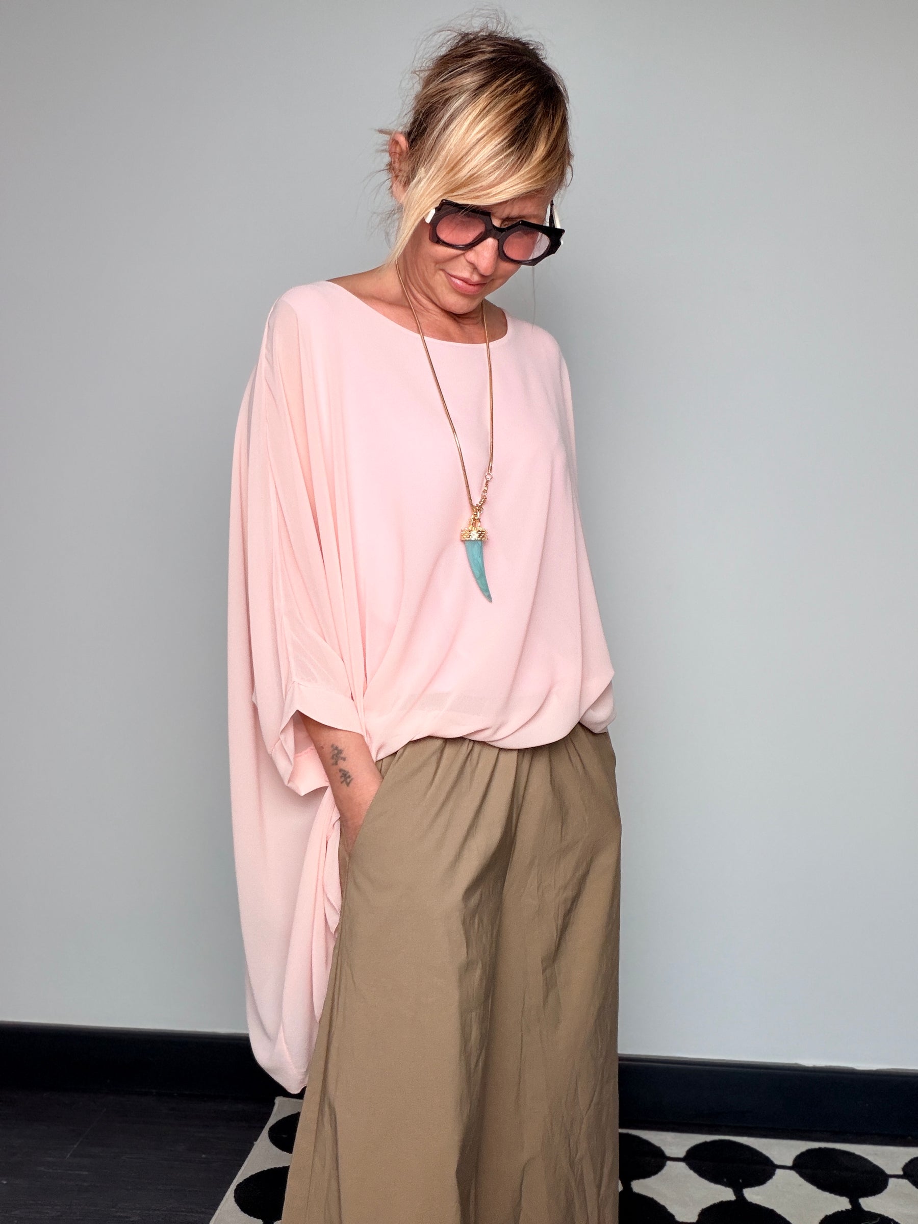 Camicia Oversize in Chiffon Trasparente