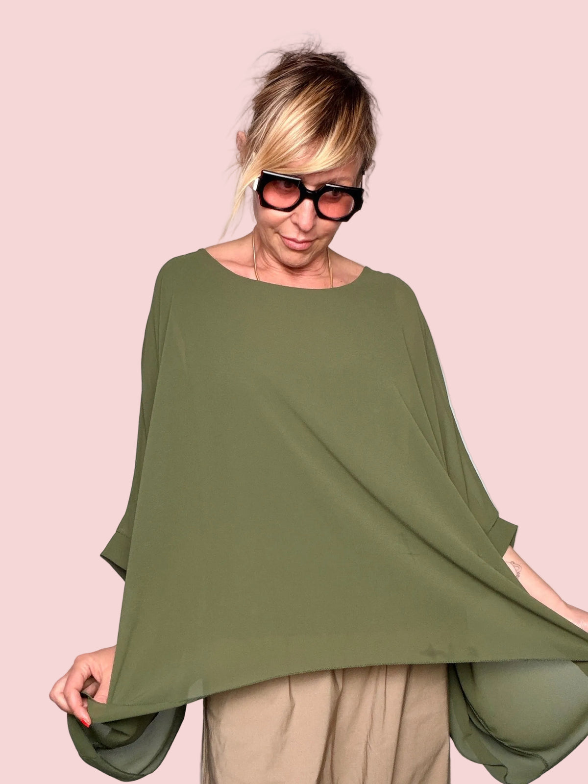 Camicia Oversize in Chiffon Trasparente