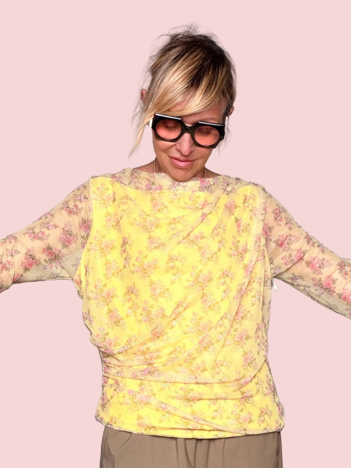 Maglia Tulle Floreale Over