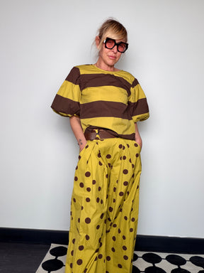 Pantalone Wide Leg a Pois in Cotone — Due Colori