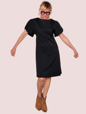 Abito con Manica Foglia — Blu Navy e Nero