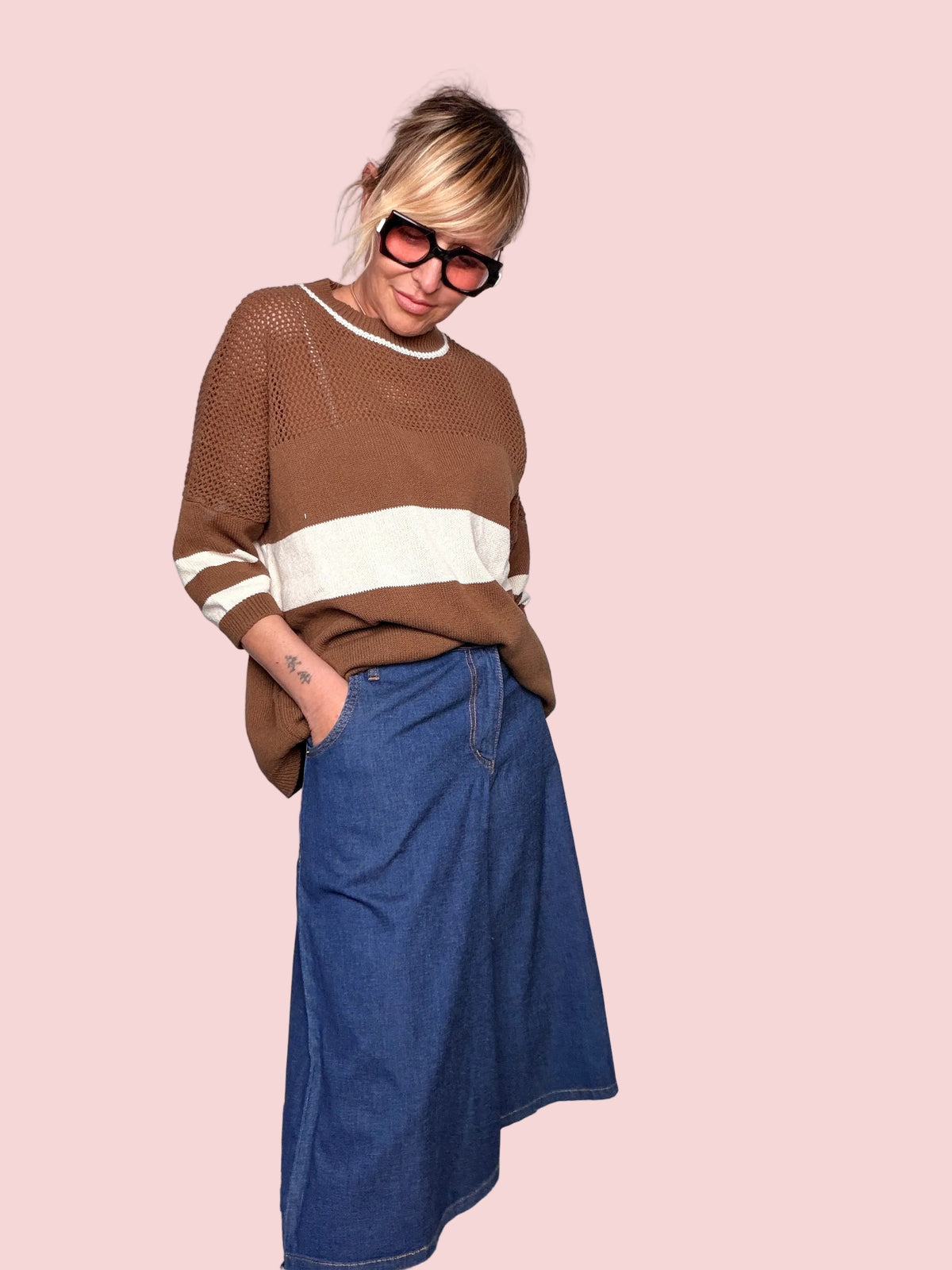 Bermuda Denim Wide Leg — Lavaggio Medio