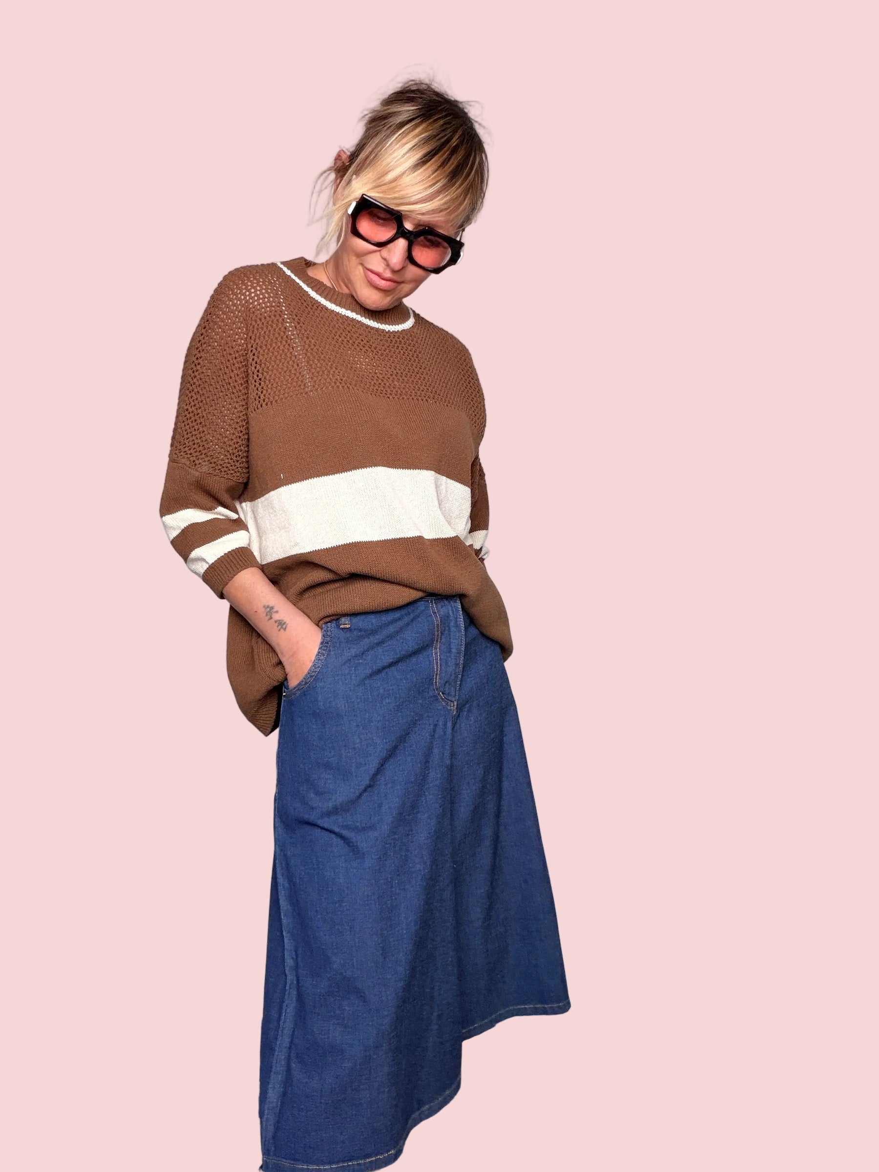Bermuda Denim Wide Leg — Lavaggio Medio