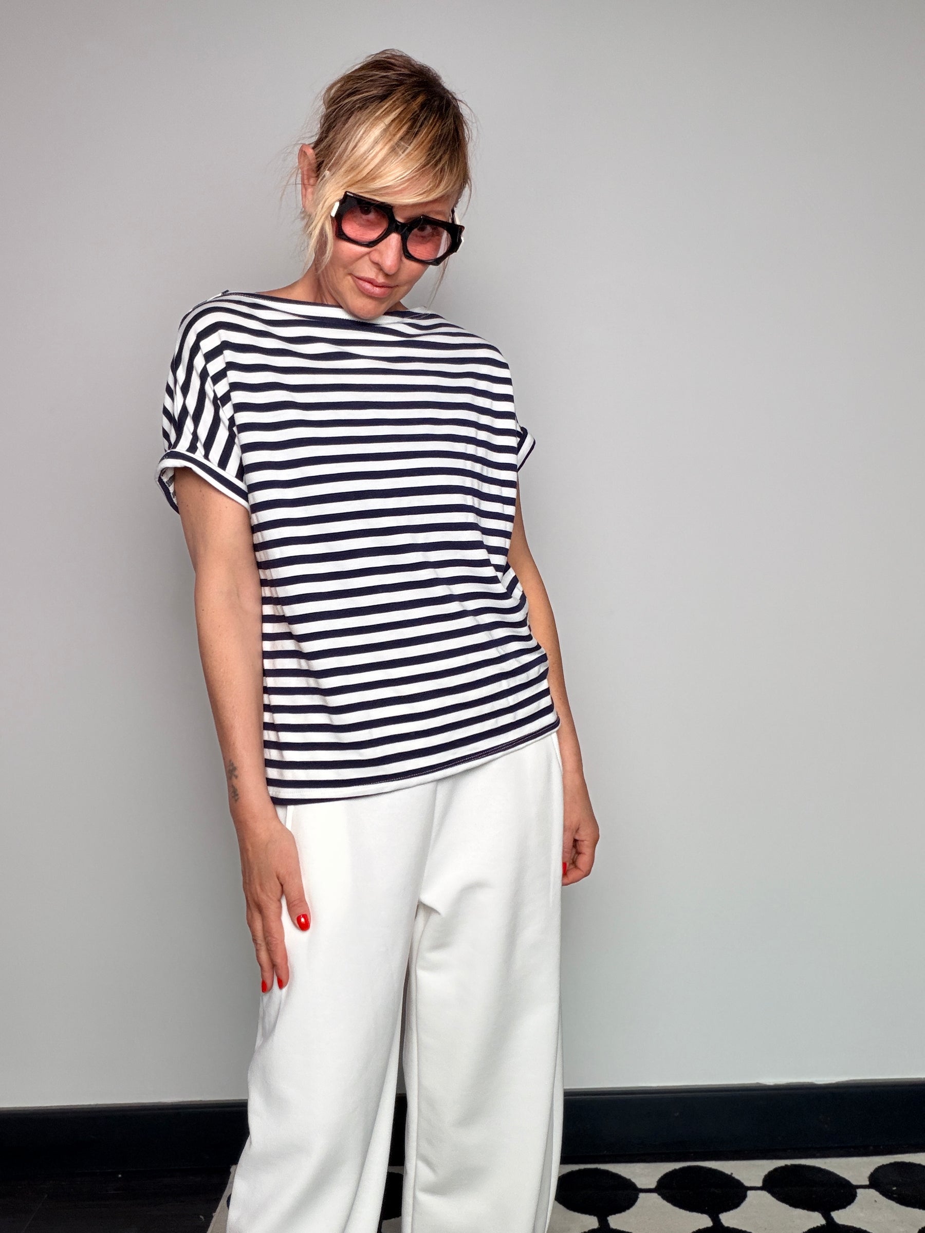 T-shirt a Righe Oversize Marinière