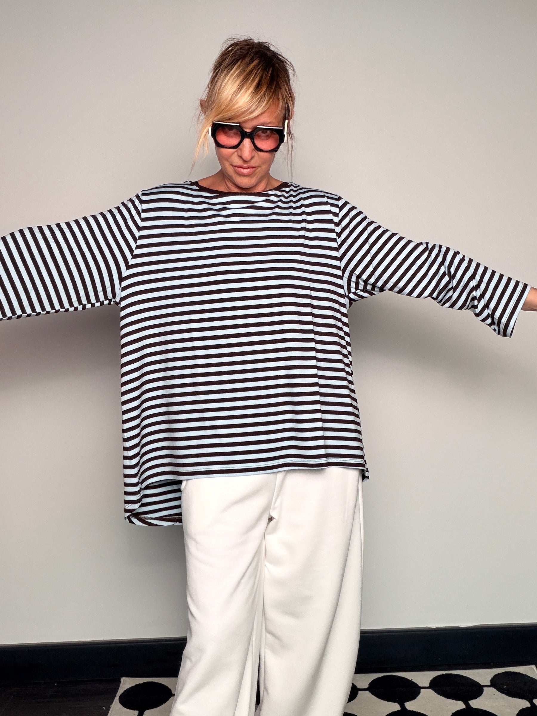 Maglia a Righe Giallo Ocra e Navy