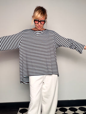 Maglia a Righe Giallo Ocra e Navy