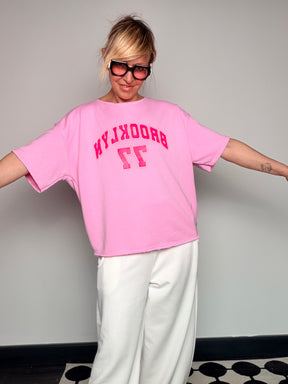 Felpa Oversize "BROOKLYN 77" con Stampa Fluo
