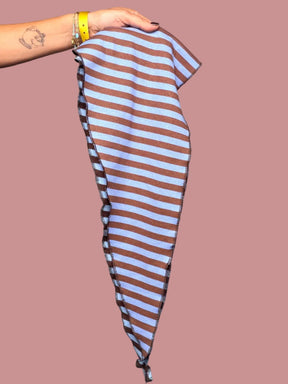 Foulard a Righe azzurro marrone - vista frontale