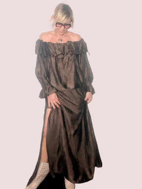 Gonna Maxi Lamé Bronzo con Spacco