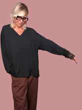 Maglia Oversize a V con Polsino in Pizzo