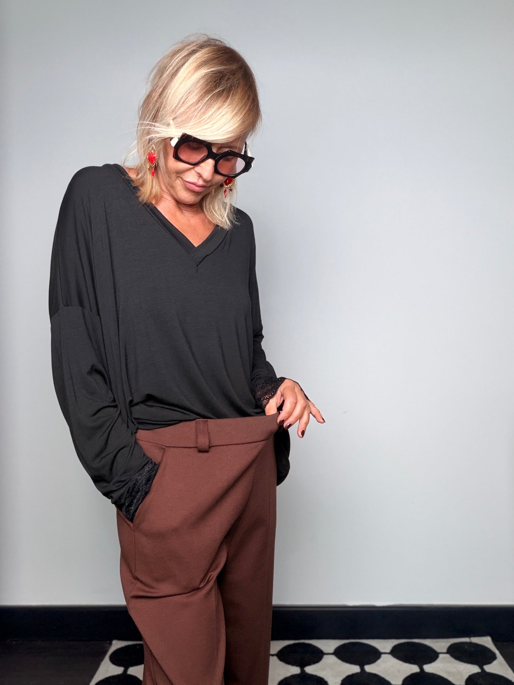 Pantalone Wide Leg Gaucho in Punto Milano