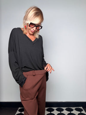 Pantalone Wide Leg Gaucho in Punto Milano