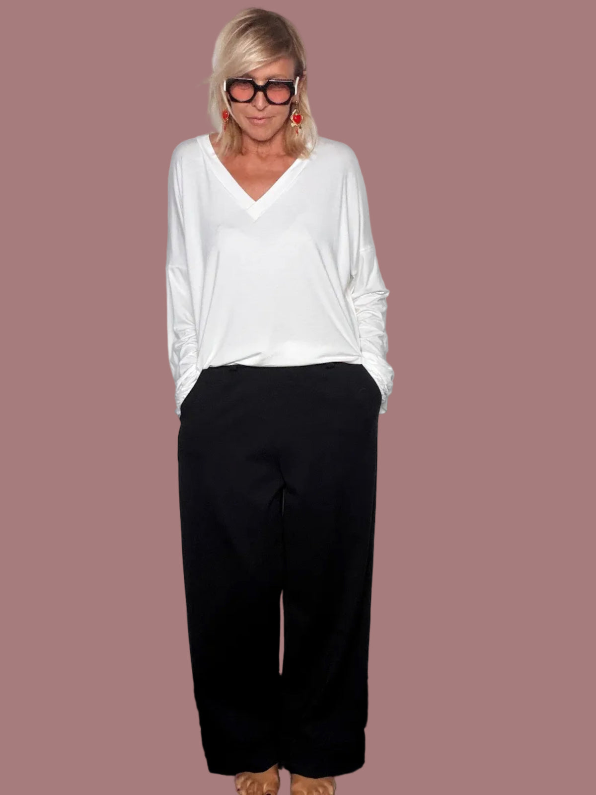 Pantalone Wide Leg Gaucho in Punto Milano