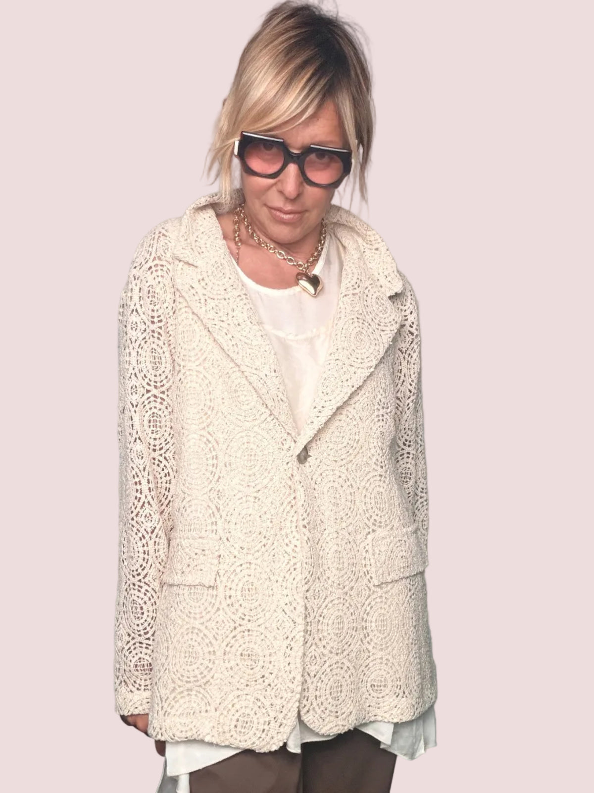 Giacca in Macramé Panna