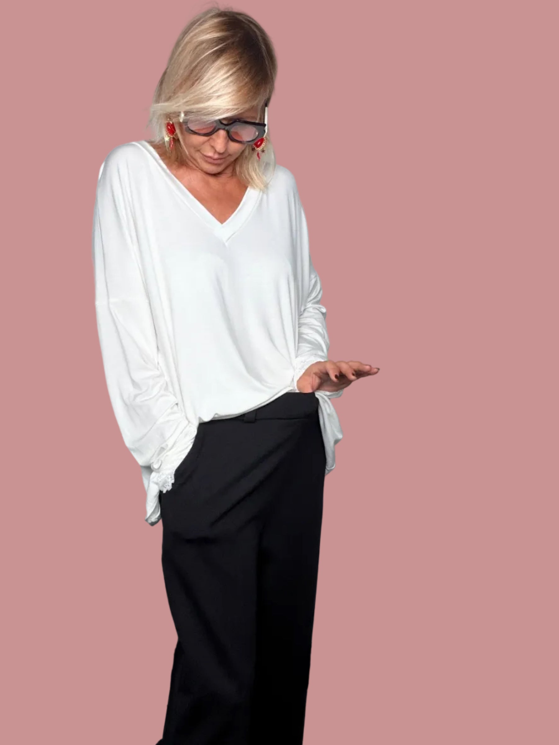 Pantalone Wide Leg Gaucho in Punto Milano