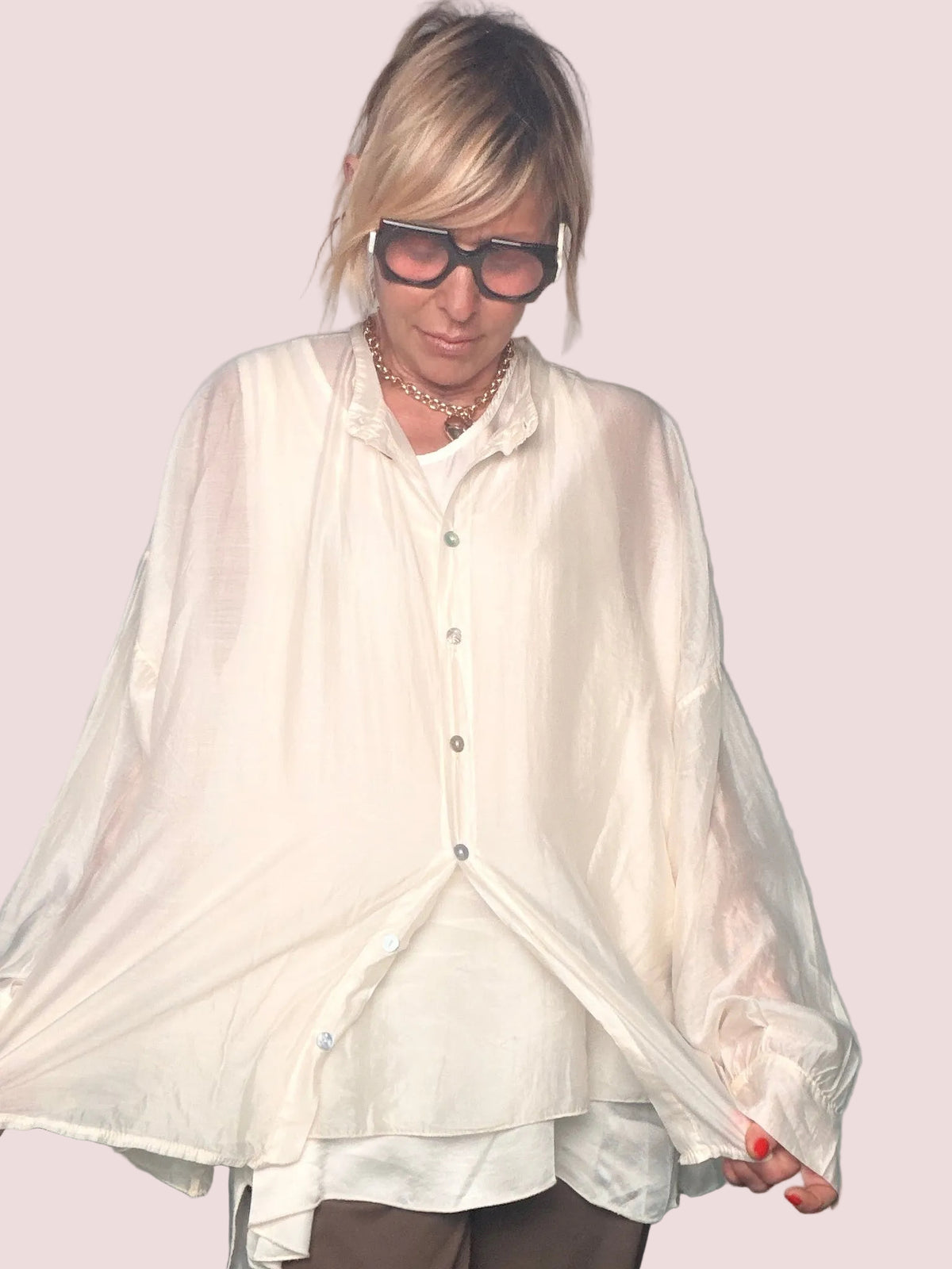 Camicia Oversize in Tencel Voile