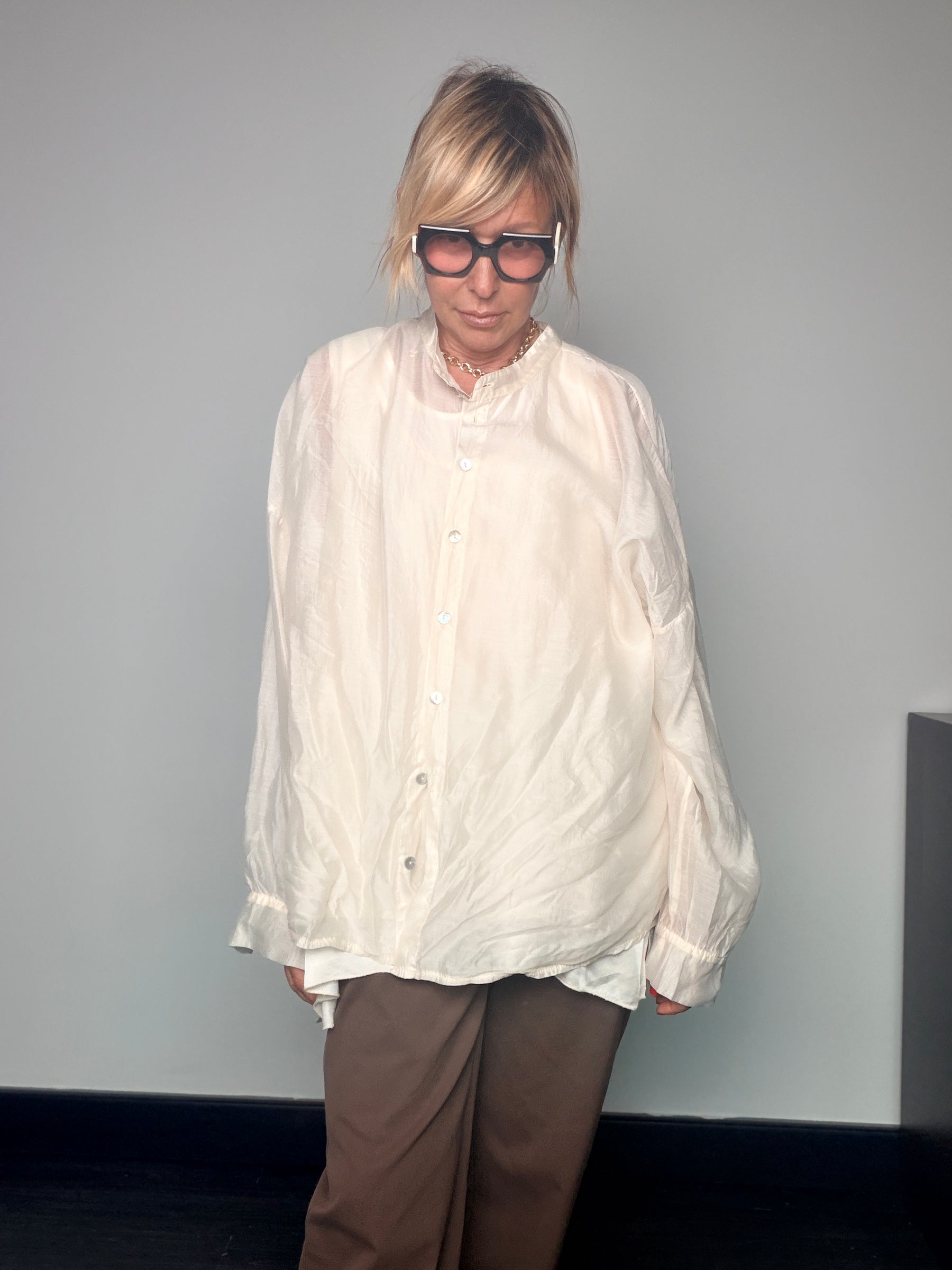 Camicia Oversize in Tencel Voile