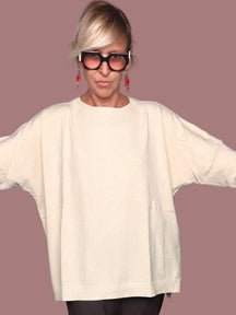 Maglia Girocollo Oversize con Micro-Punti Luce