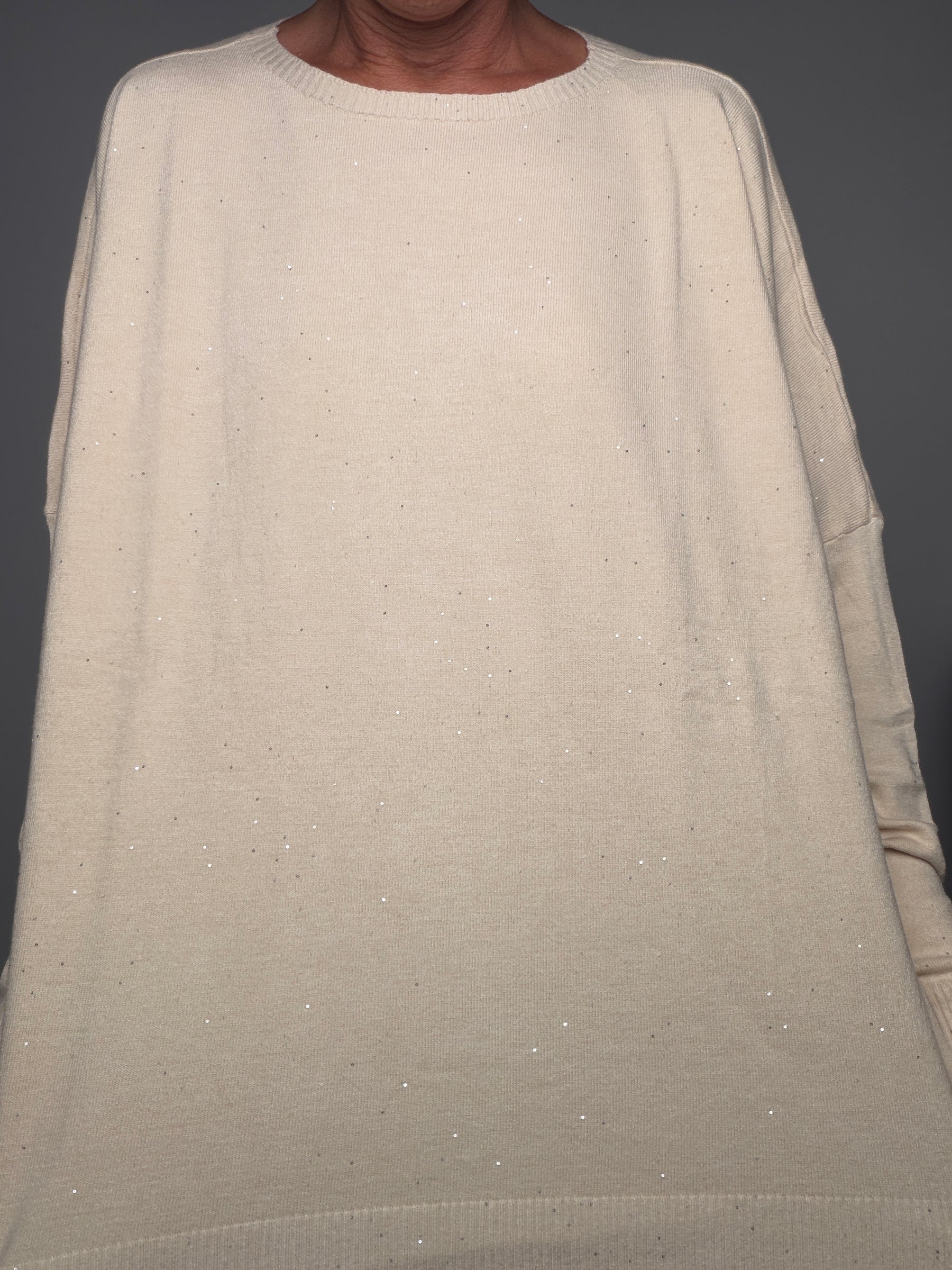 Maglia Girocollo Oversize con Micro-Punti Luce