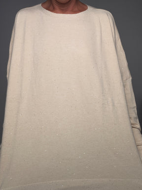 Maglia Girocollo Oversize con Micro-Punti Luce