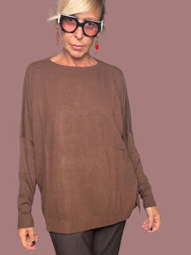Maglia Girocollo Oversize con Micro-Punti Luce