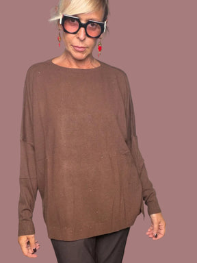 Maglia Girocollo Oversize con Micro-Punti Luce
