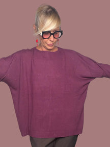 Maglia Girocollo Oversize con Micro-Punti Luce