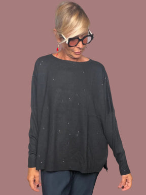 Maglia Girocollo Oversize con Micro-Punti Luce