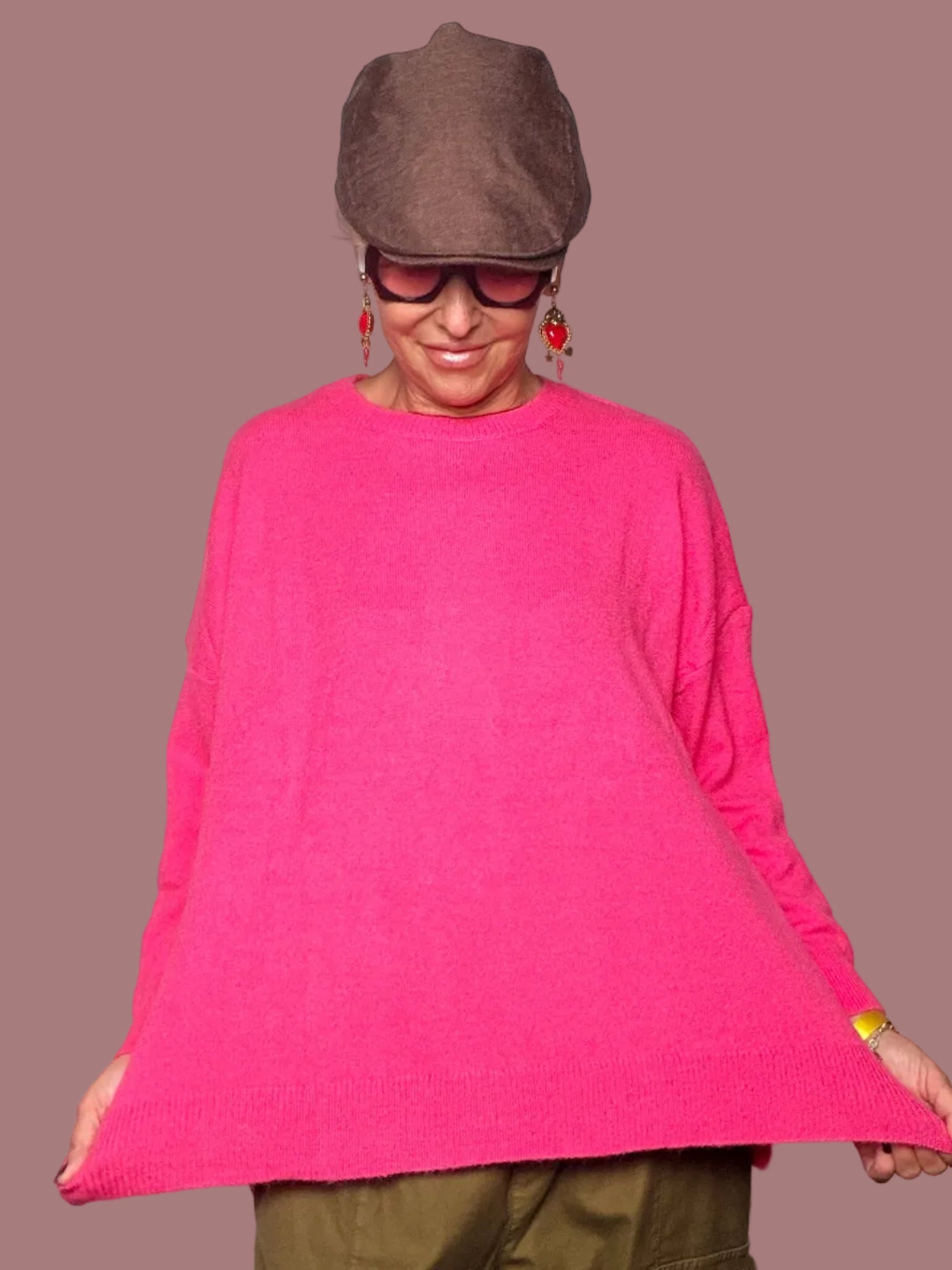 Maglia Girocollo Oversize in Maglia Fine