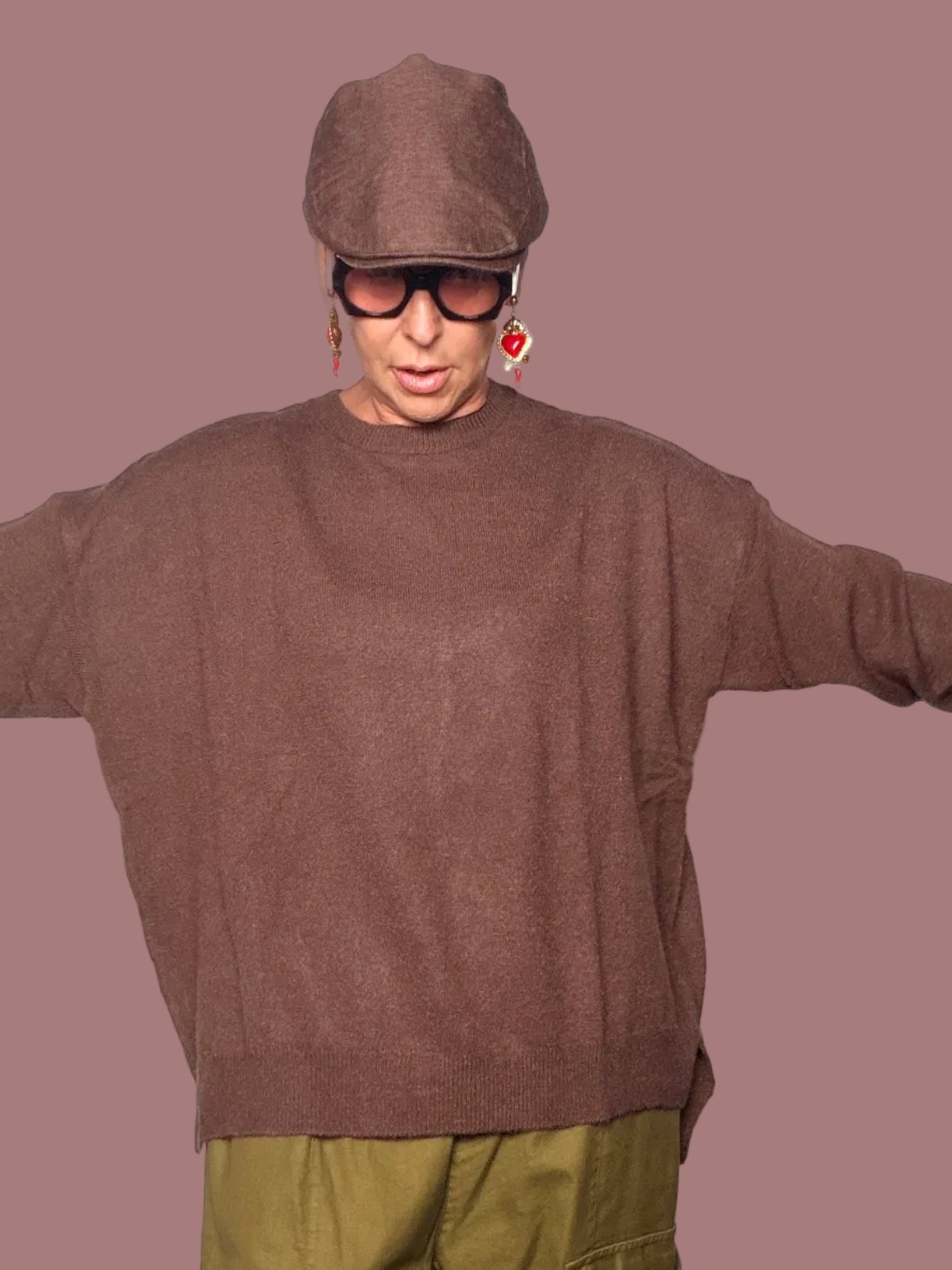 Maglia Girocollo Oversize in Maglia Fine