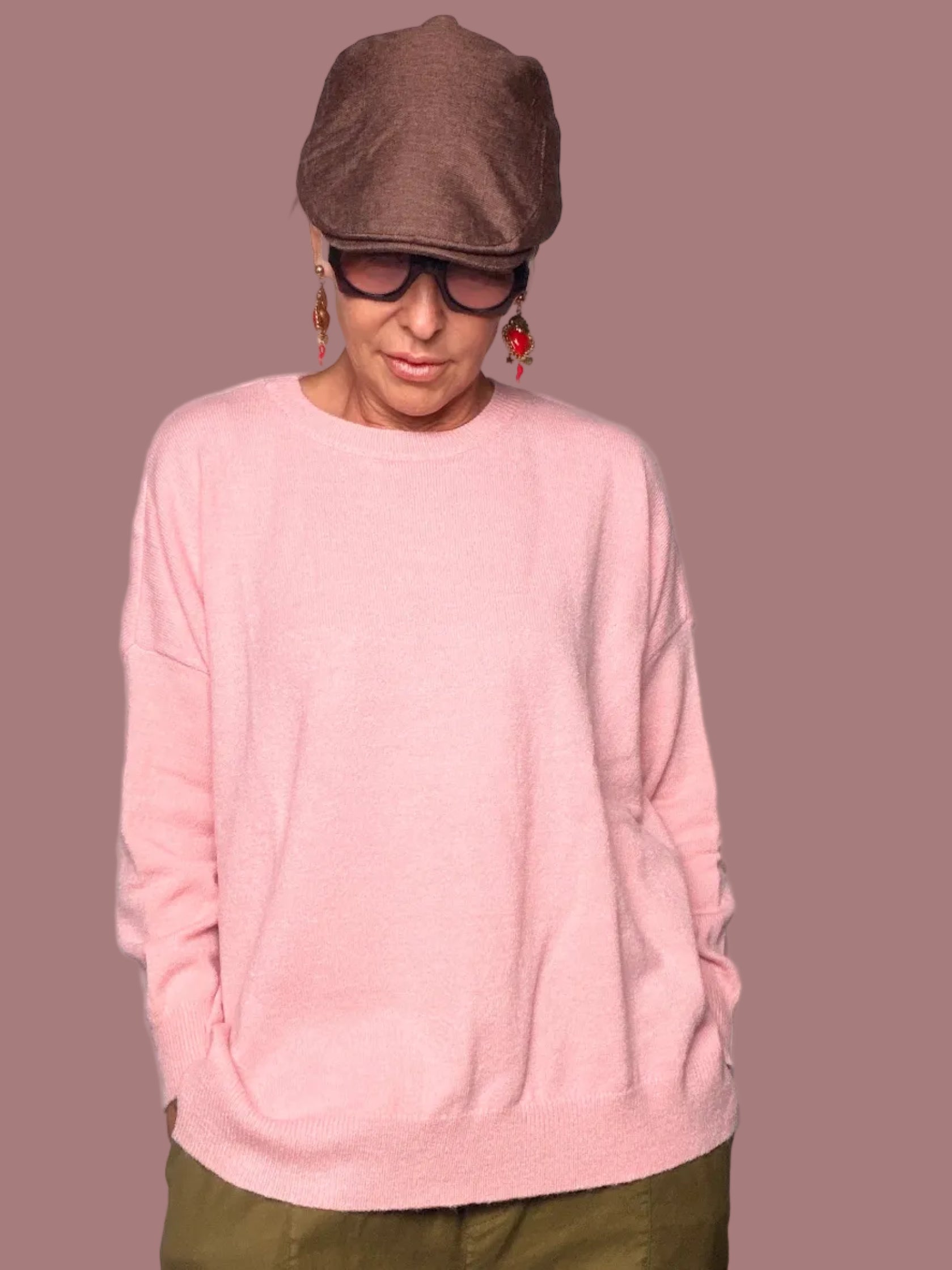 Maglia Girocollo Oversize in Maglia Fine