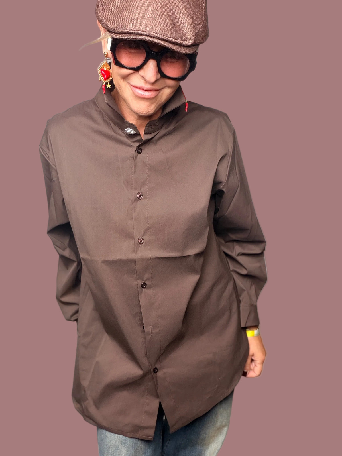 Camicia con Bottone Gioiello