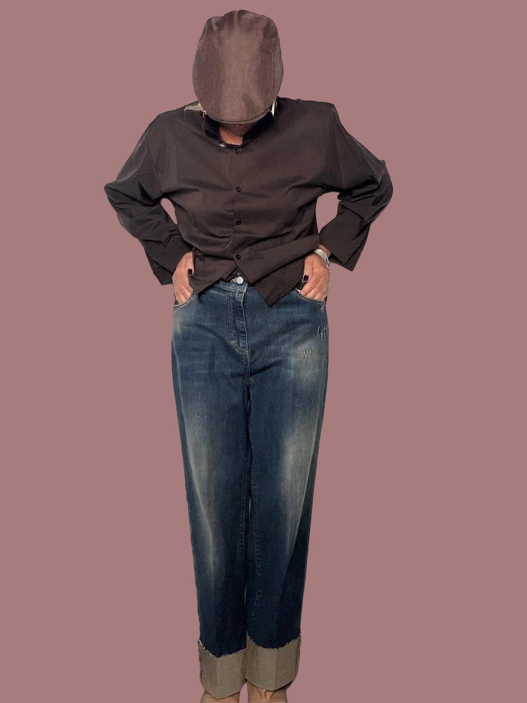 Jeans Dritto con Risvolto | Denim Medio